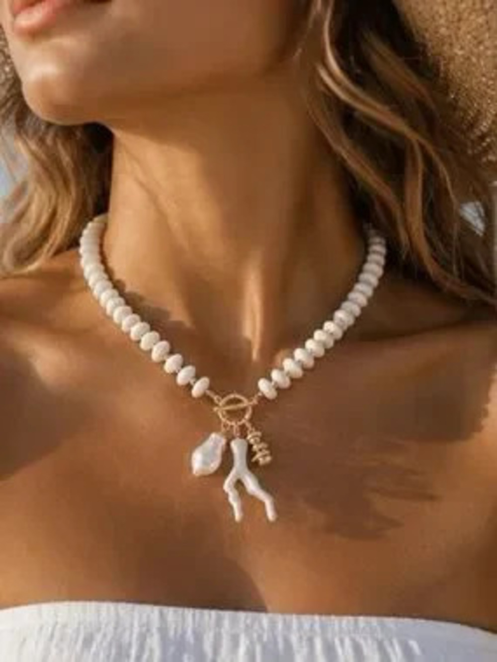 Coastal Ocean Coral Charm Beaded Necklace
